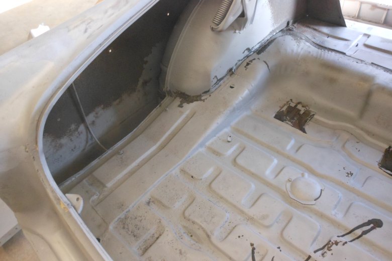 Here are some pictures of the car after sand blasting the body inside and out.
